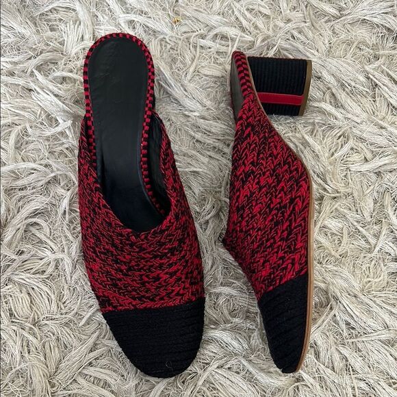 NWOB Antolina Dorina Knit Colorblock Block-Heel Mules Black/Red $575 Sz 39.5/9.5 - Picture 5 of 11
